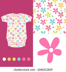 vector fashion design set for baby wear flower collection