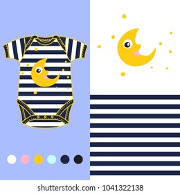 vector fashion design set for baby wear moon and star collection