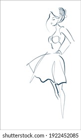 
VECTOR  fashion digital Background with a
stylish  original hand-drawn sketch graphics with beautiful young girl model in dress  for fashion design logo 