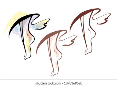 vector  fashion digital sketch handmade set with beautiful female legs for pedicure salon logo design