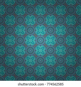 Vector fashion embroidery imitation in purple, green and blue colors for prints or fabric. Stitched ethnic design with flowers, leafs and Mandalas. Embroidered colorful seamless pattern.