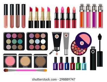 vector fashion female makeup design glamour brush