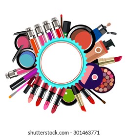 vector fashion female makeup design glamour brush