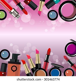 vector fashion female makeup design glamour brush