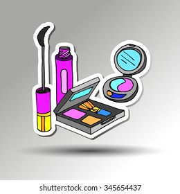 vector fashion female makeup design glamour brush