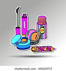 vector fashion female makeup design glamour brush