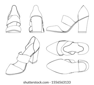 Vector Fashion Female Shoe With High Heel Illustration Set - Shutterstock ID 1556563133
