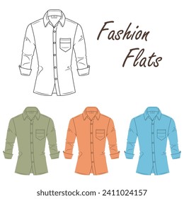 Vector fashion flat sketch illustration of a male shirt.

