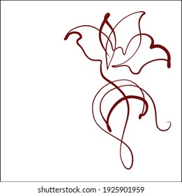 

VECTOR fashion floral Background with a
stylish  original handmade  sketch graphics with beautiful tulip  for design florist logo for one line 
