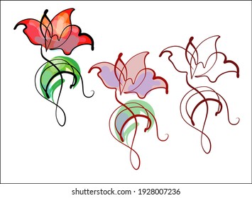 

VECTOR fashion floral Background with a
stylish  original handmade  sketch graphics Set  with beautiful tulip  for design florist logo for one line 
