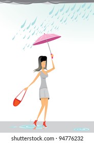 vector fashion girl with umbrella. vector illustration.