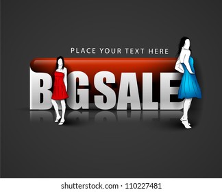 Vector fashion girls in big sale design.