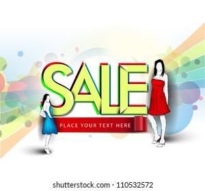 Vector fashion girls in sketch-style for sale design.
