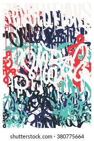 Vector fashion graffiti. Revolutions Hand drawing retro style font texture, design elements in black, white, blue, red