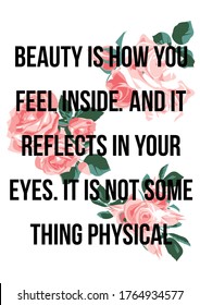 vector fashion graphic with roses and quote, romantic style