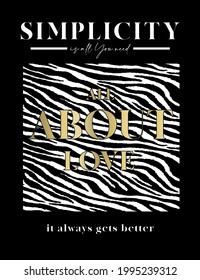 vector fashion graphic with zebra pattern and gold foil elements, wordings