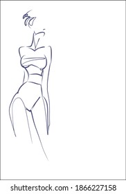
VECTOR moda artesanal fondo creativo con la bella joven   mujer en bikini para diseño 