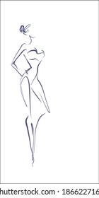 
VECTOR fashion handmade creative Background with the beautiful young   woman in bikini for design 