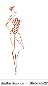 
VECTOR fashion handmade creative Background with the beautiful young woman in bikini for design 