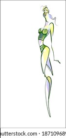 
VECTOR fashion handmade creative Background with the beautiful young   woman in bikini for design 