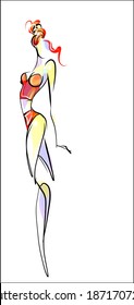 
VECTOR fashion handmade creative Background with the beautiful young   woman in bikini for design 