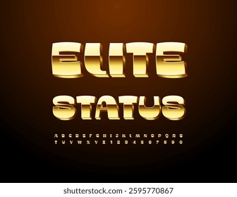 Vector Fashion icon Elite Status. Elegant Gold Font. Stylish Alphabet Letters and Numbers set.
