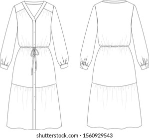 Shirt Dress Front Back View Vector Stock Vector (Royalty Free ...