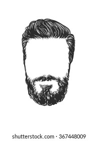 Vector fashion illustration, hand graphics - Men's Beard and Hair