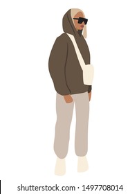 Vector fashion illustration of trendy modern pretty girl 