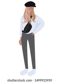 Vector fashion illustration of trendy modern pretty girl 