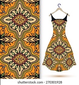 Vector fashion illustration, women's dress on a hanger