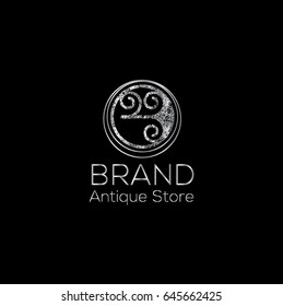 Vector fashion logo design detail. Vintage silver ornament