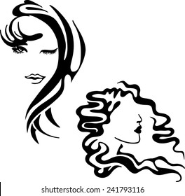 Vector fashion logo girl's face.