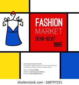 Vector fashion market flyer in the style of the sixties