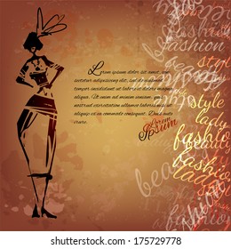 Vector fashion model on parchment