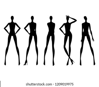 Vector Fashion Model Silhouettes. This fashion illustration is perfect for a variety of different design projects.Vector illustration in a flat design. 