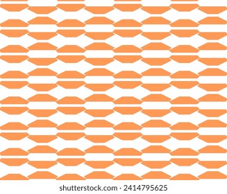 Vector fashion motif. Geometric classic ornament. Seamless texture - textile print design. Orange and white.