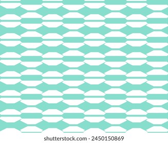 Vector fashion motif. Geometric classic ornament. Seamless texture - textile print design. Teal and white.