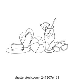 Vector fashion on the beach with white background.