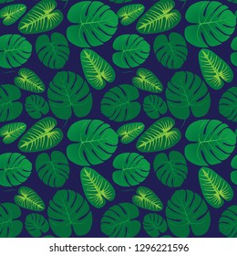 Vector fashion pattern of palm green leaves. Tropic graphic. Spring summer collection.