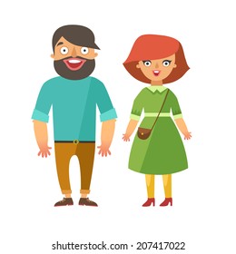 Vector fashion people. Man and woman couple in flat design