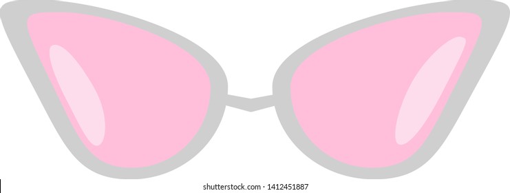 Vector fashion pink sunglasses butterfly, with flare