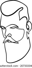 Vector fashion portrait of a man with a beard. Line art 