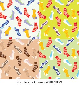 Vector fashion Seamless pattern with colored socks. Various colored socks- Illustration