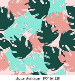 Moda vectorial sin fisuras con hojas monsteras