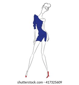 Fashion Sketches Blue Dress High Res Stock Images Shutterstock