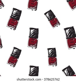 Vector fashion sketch. Hand drawn graphic varnish. Contrast glamour fashion seamless pattern in vogue style. Isolated elements on white background
