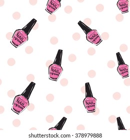 Vector fashion sketch. Hand drawn graphic lacquer, red lip, lip, eye. Contrasty glamour fashion seamless pattern in vogue style. Isolated elements on white background
