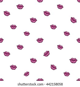 Vector fashion sketch. Hand drawn graphic glossy and shine paint lips. Glamour fashion seamless pattern in vogue style. Isolated elements on white background