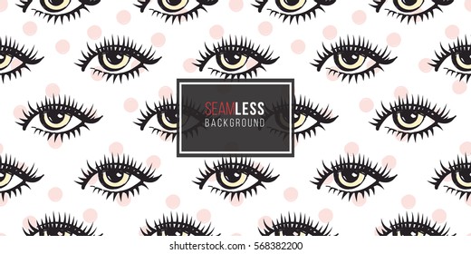 Vector fashion sketch. Hand drawn graphic eye, red lip, lip. Contrasty glamour fashion seamless pattern in vogue style. Isolated elements on white background